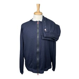 KNT Kiton Blue Wool Blend Full Zip Mens Luxury Tracksuit Size 2XL XXL